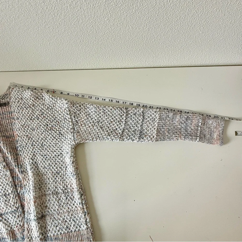 prAna Long Open Front Greta Duster Cardigan Sweater Marled Knit-Blue-Rose-Medium - Picture 12 of 16